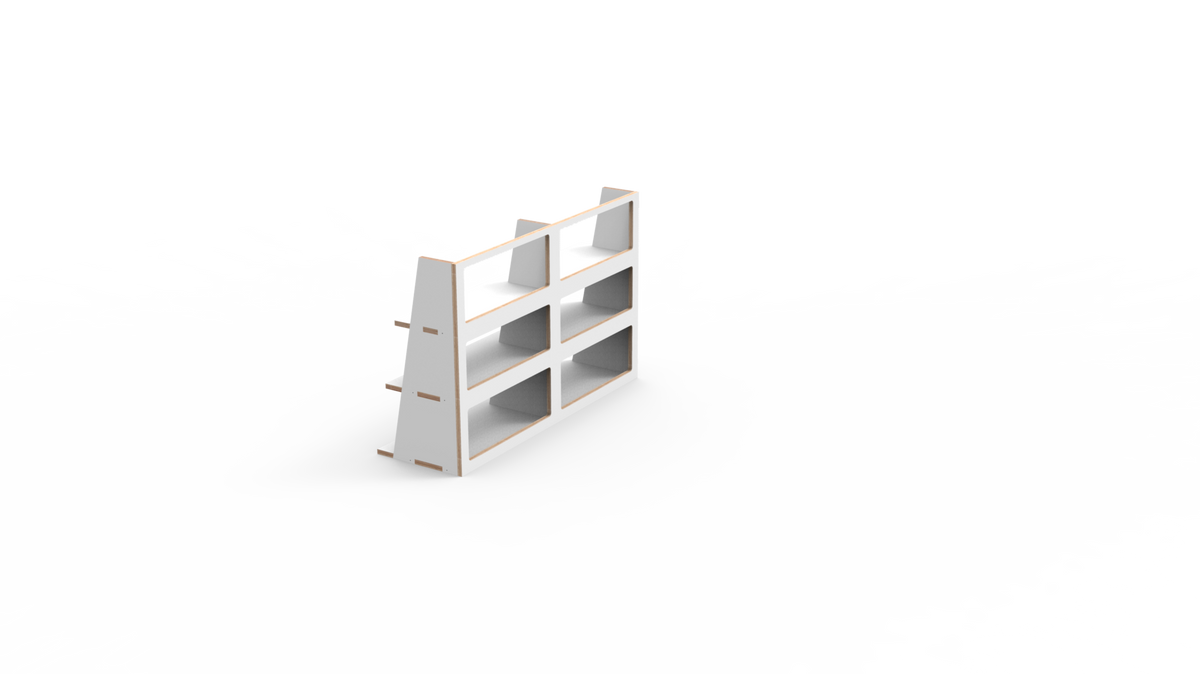 Six open cubbies, 2 × 3 grid