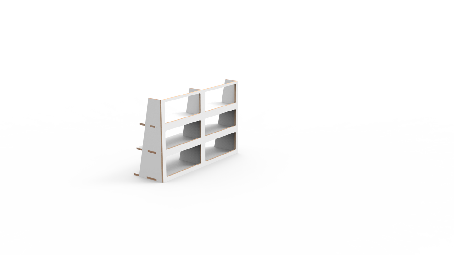 Luffare Hanging Shelve — isolated render, front-on view of the 6-cubby grid.