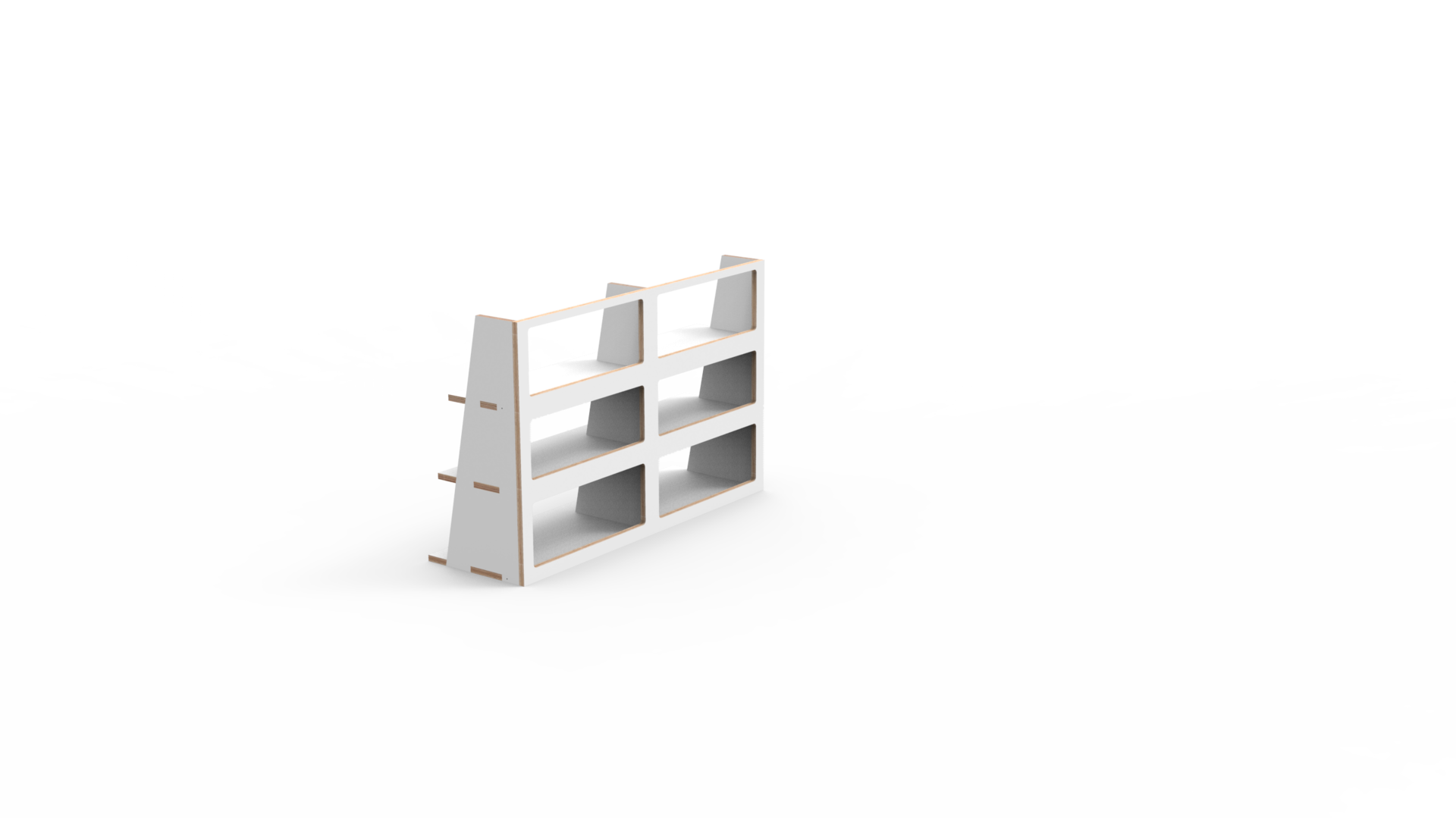 Luffare Hanging Shelve — isolated render, front-on view of the 6-cubby grid.